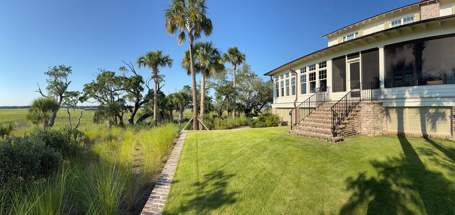 Coastal landscape surrounding a Lowcountry home